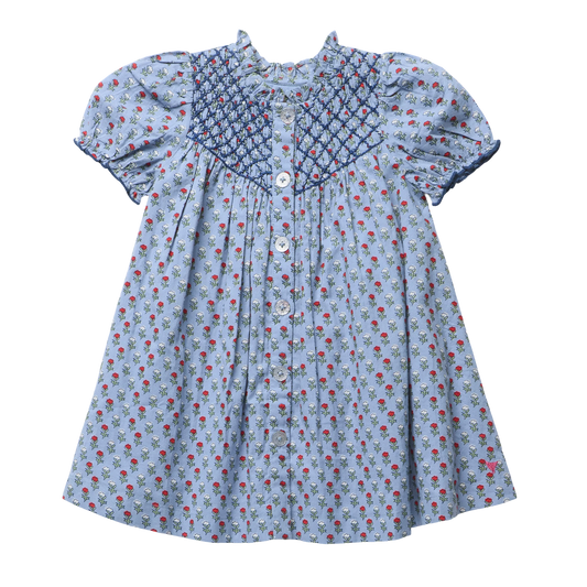 Lucia Dress in Light Blue Carnation - Doodlebug's Children's Boutique