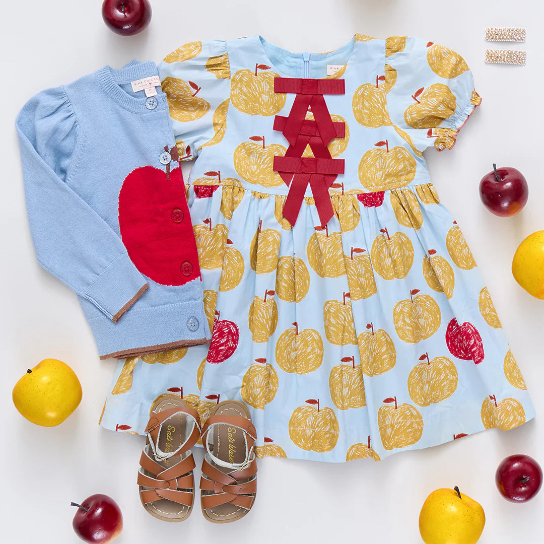 Hermoine Dress in Gold Apples - Doodlebug's Children's Boutique