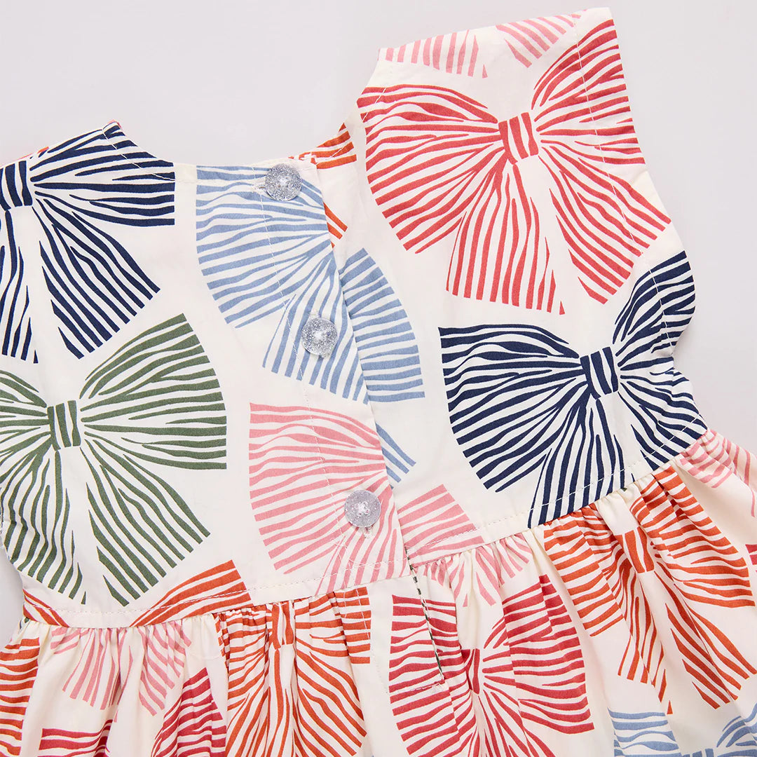 Adaline Dress in Multi Striped Bows - Doodlebug's Children's Boutique