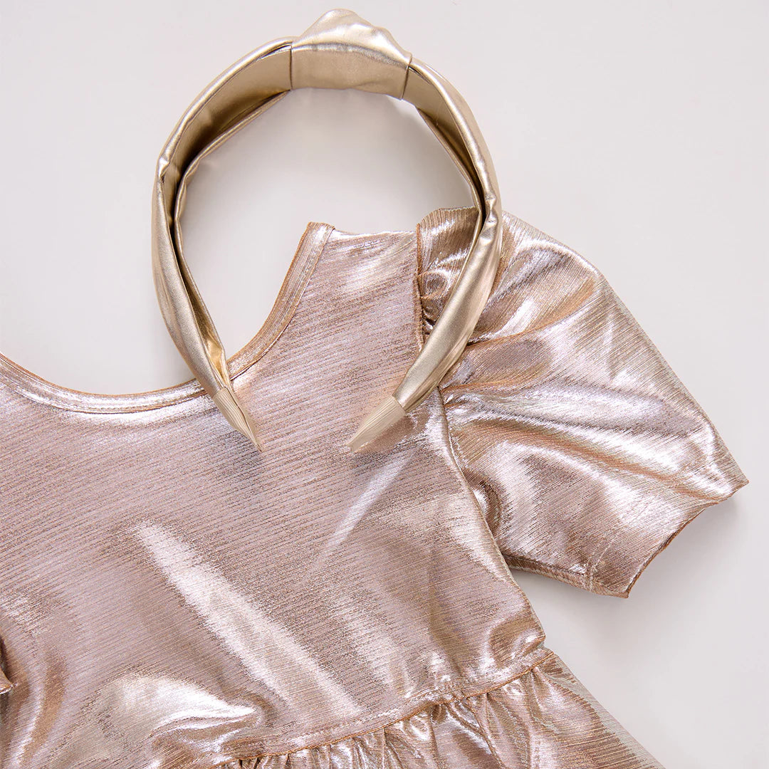 Lame Laurie Dress in Champagne - Doodlebug's Children's Boutique