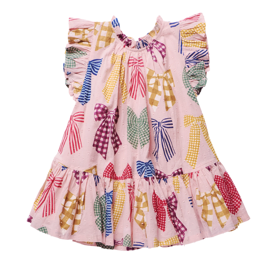 Harper Dress in Patterned Bows - Doodlebug's Children's Boutique