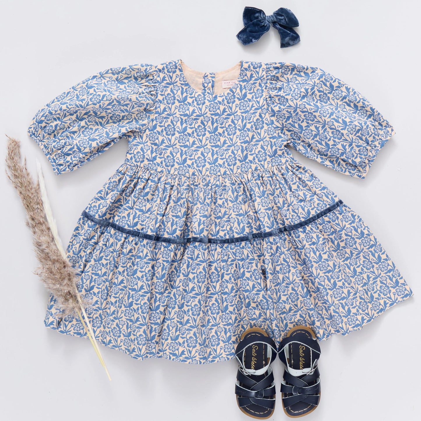 Maribelle Dress in Blue Climbing Floral - Doodlebug's Children's Boutique