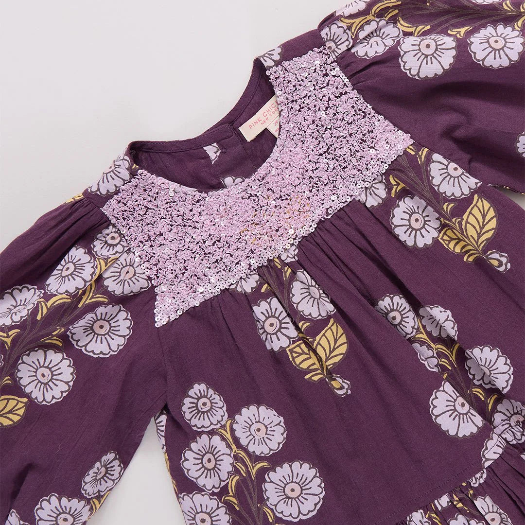 Fiona Dress in Plum Buttercup Floral - Doodlebug's Children's Boutique