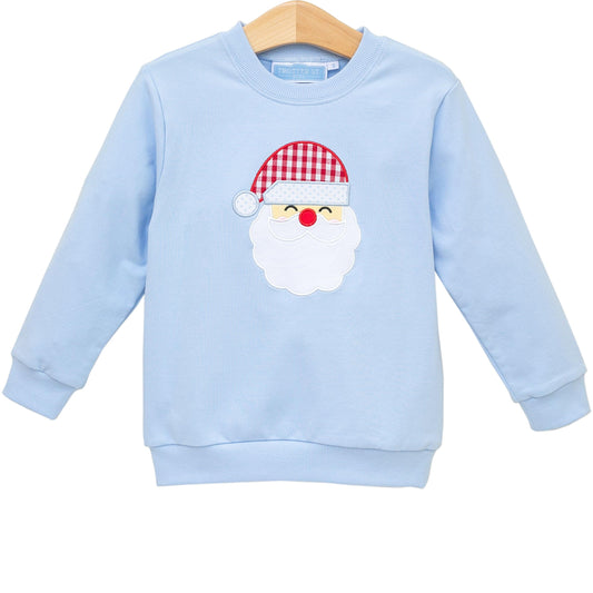 Blue Santa French Terry Pullover - Doodlebug's Children's Boutique