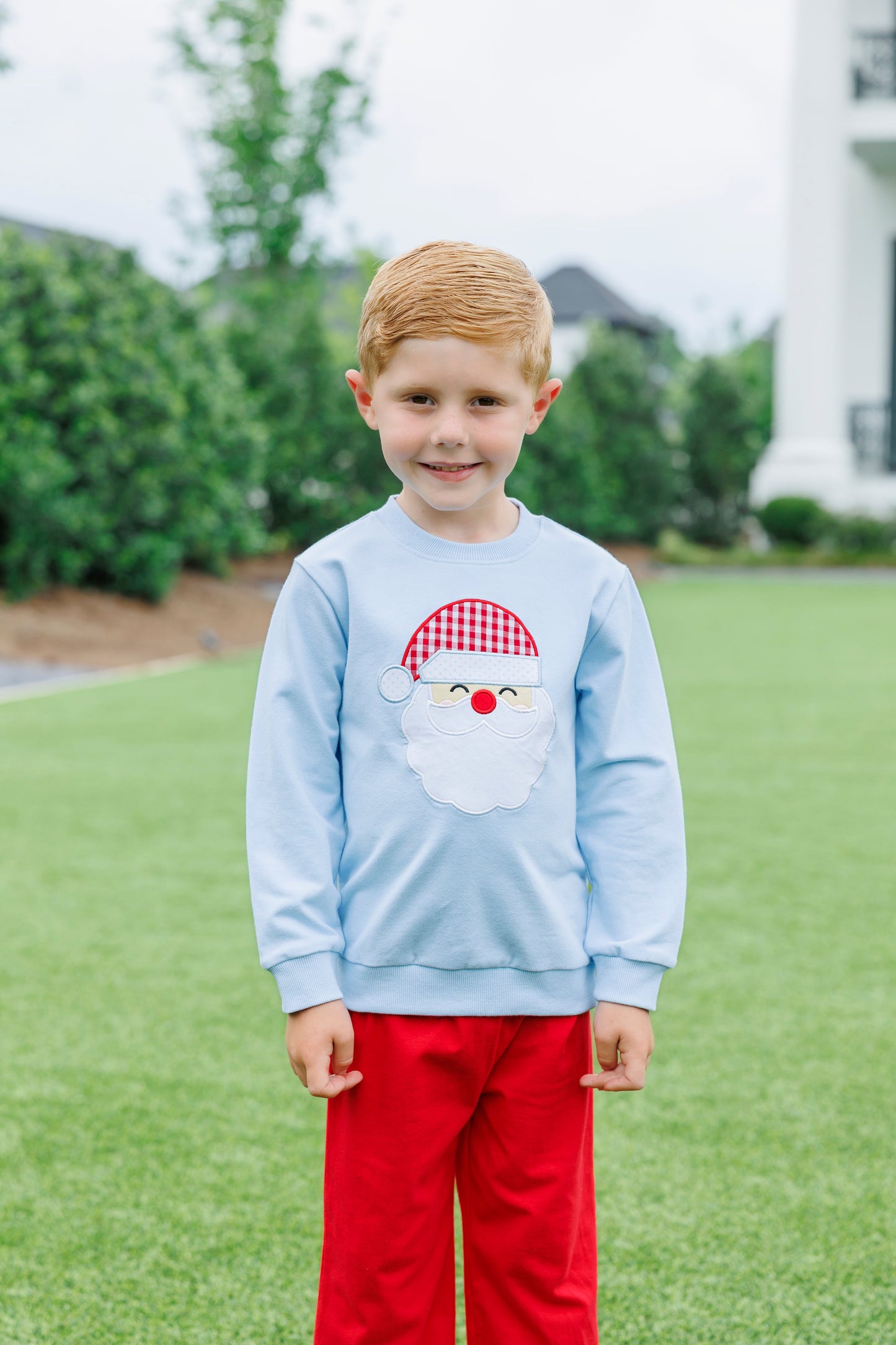 Blue Santa French Terry Pullover - Doodlebug's Children's Boutique