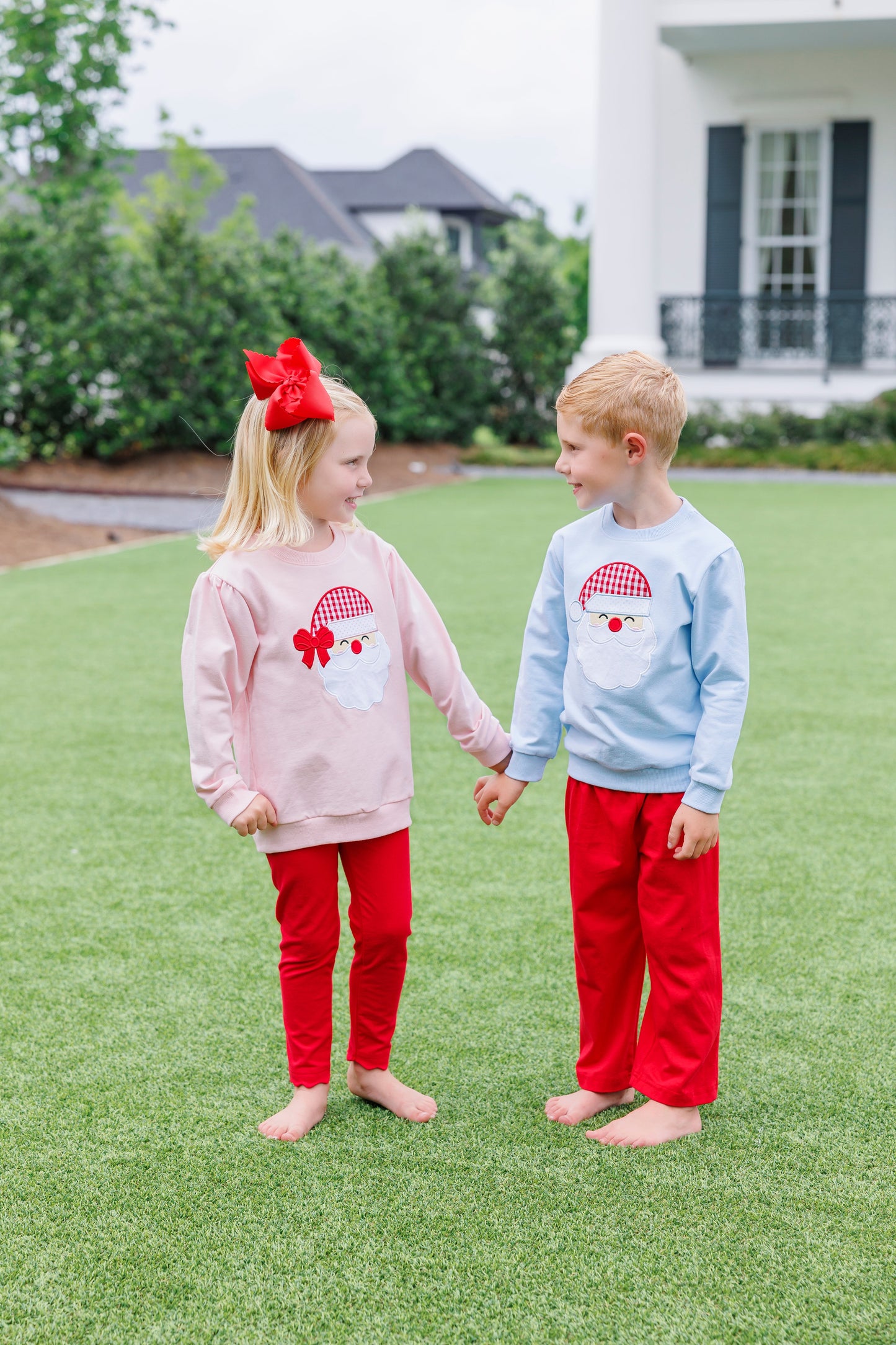 Blue Santa French Terry Pullover - Doodlebug's Children's Boutique