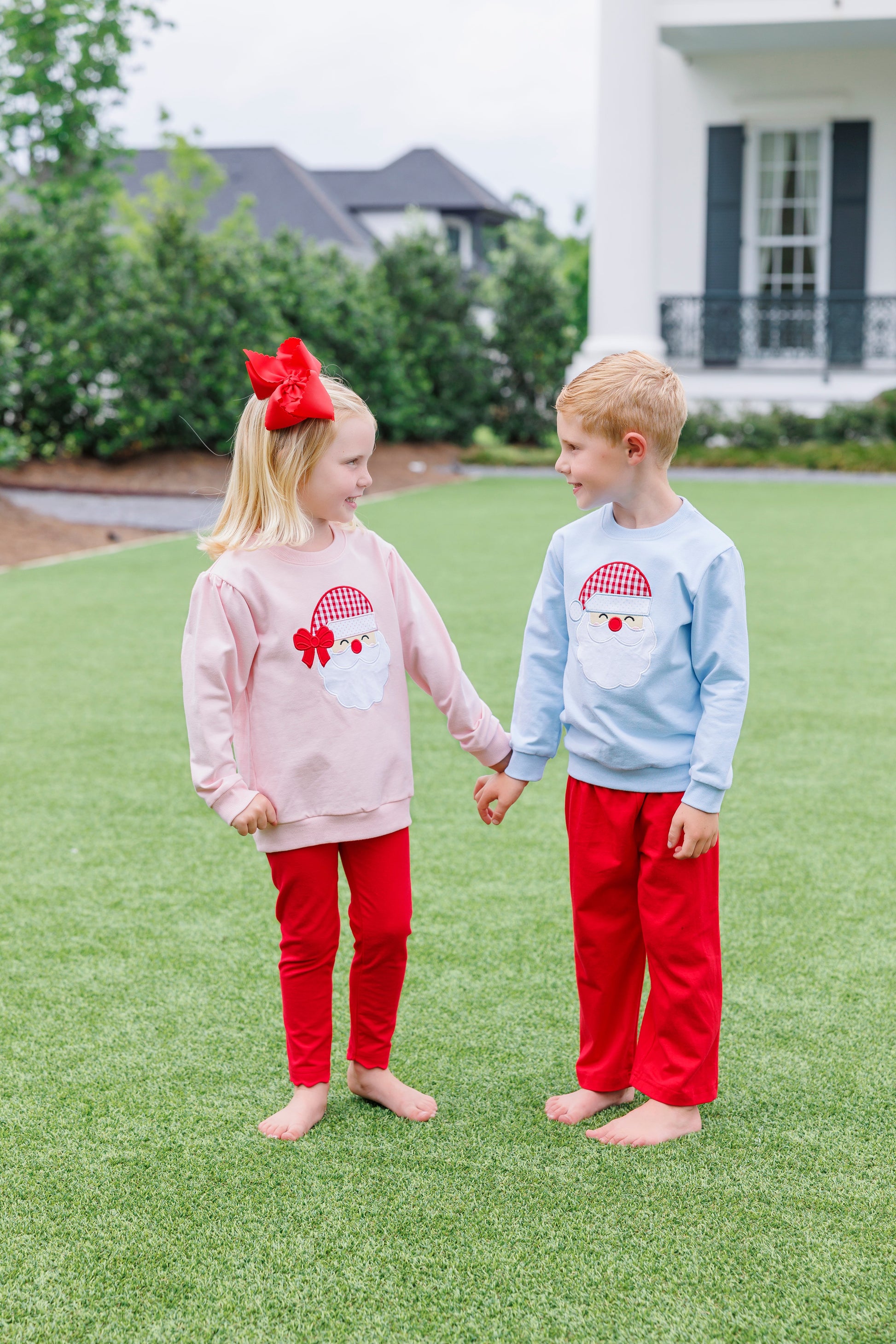 Blue Santa French Terry Pullover - Doodlebug's Children's Boutique