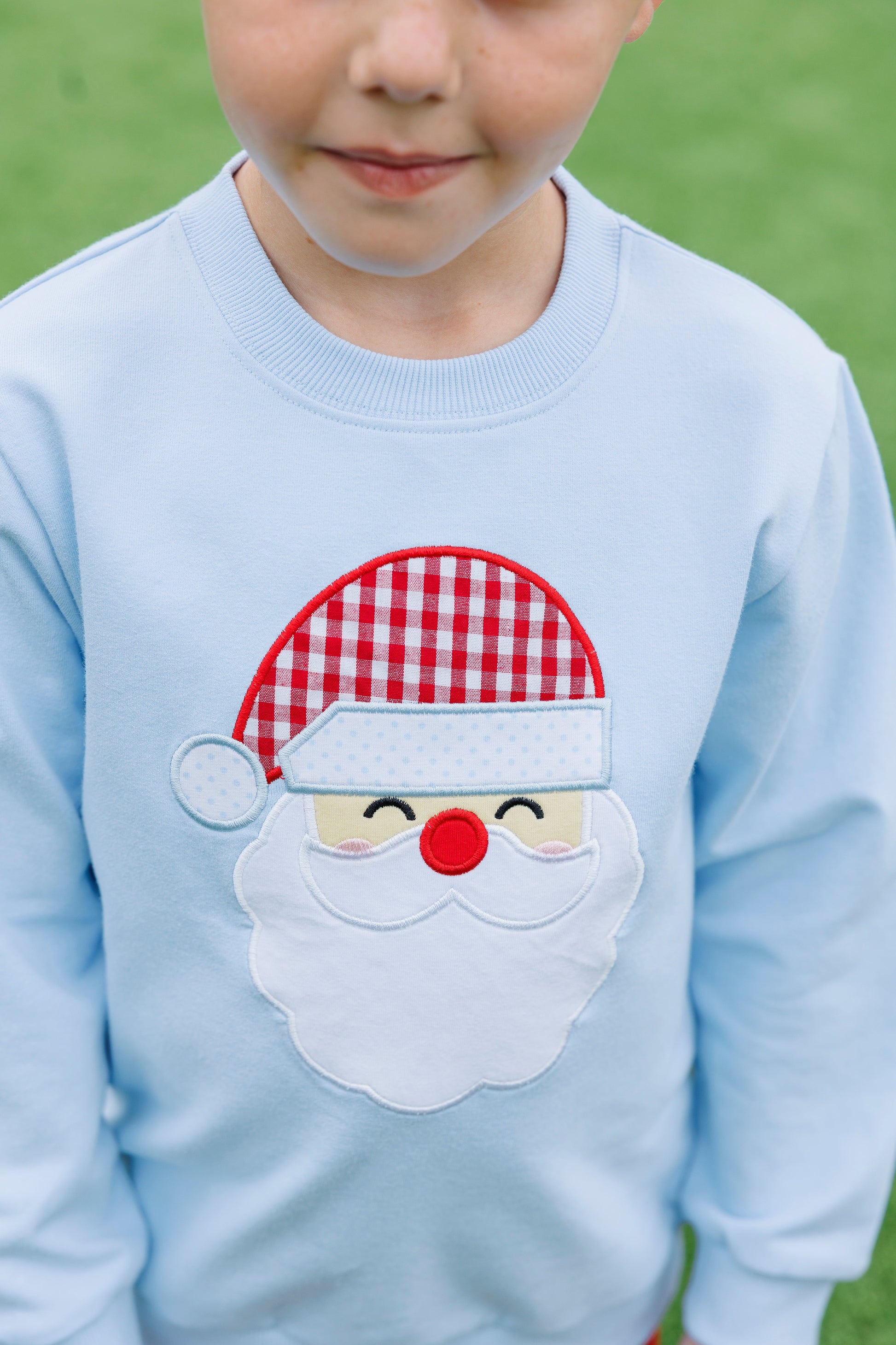 Blue Santa French Terry Pullover - Doodlebug's Children's Boutique