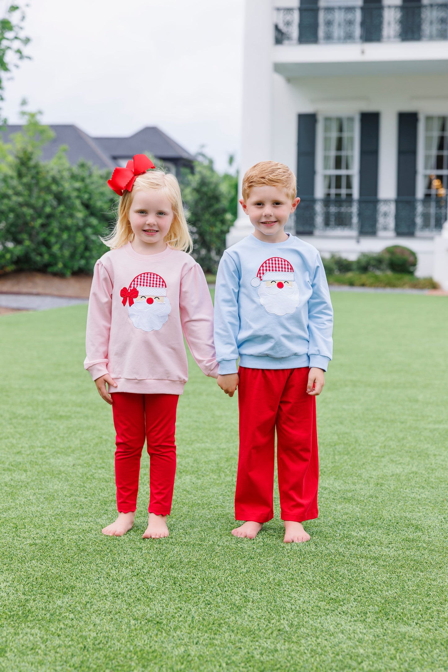 Blue Santa French Terry Pullover - Doodlebug's Children's Boutique