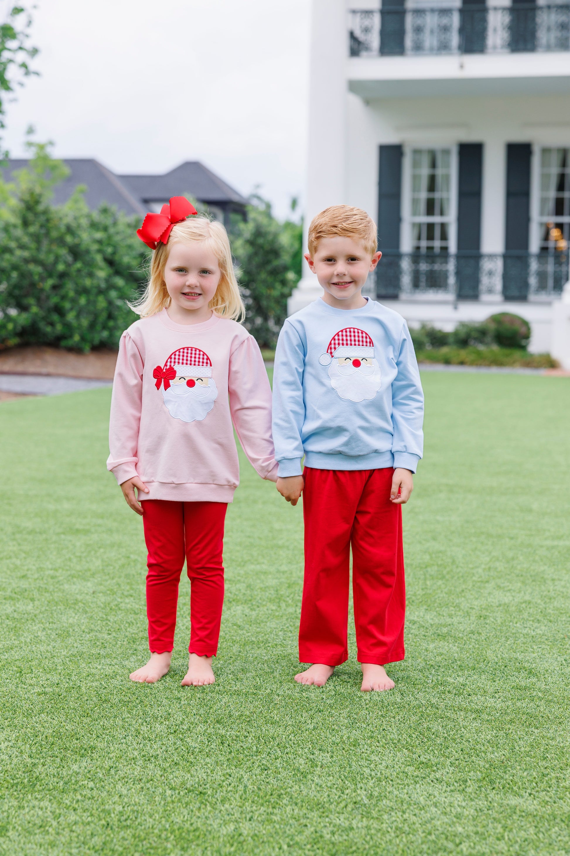 Blue Santa French Terry Pullover - Doodlebug's Children's Boutique