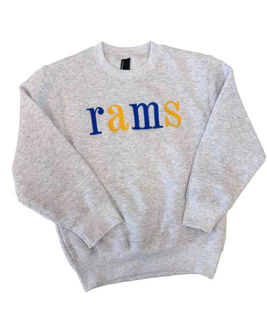 Rams Embroidered Sweatshirt - Doodlebug's Children's Boutique
