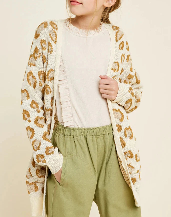 Leopard Knit Open Front Cardigan  - Doodlebug's Children's Boutique