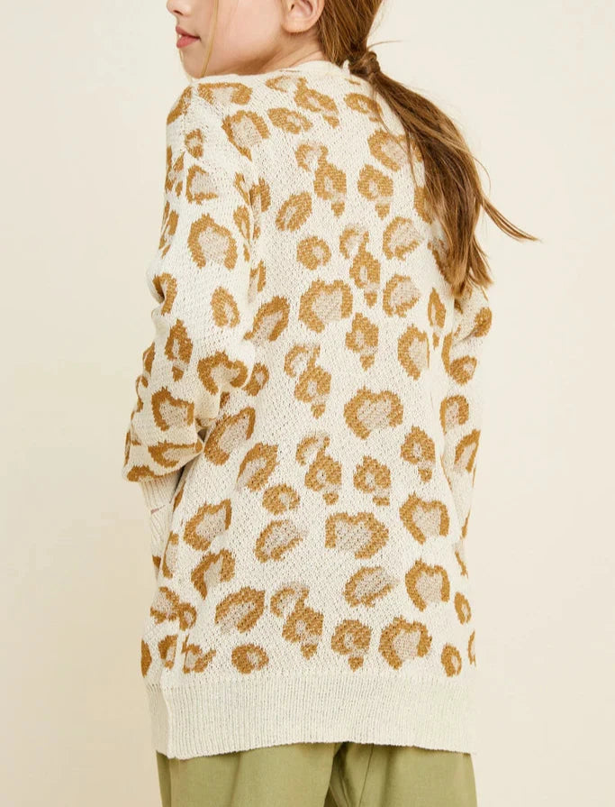 Leopard Knit Open Front Cardigan  - Doodlebug's Children's Boutique