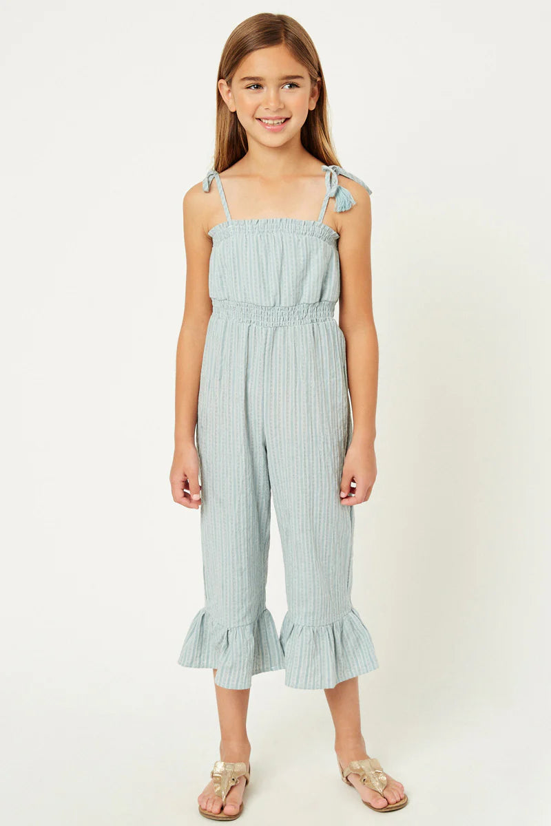 Mint Dobby Smock Waist Capri Jumper - Doodlebug's Children's Boutique
