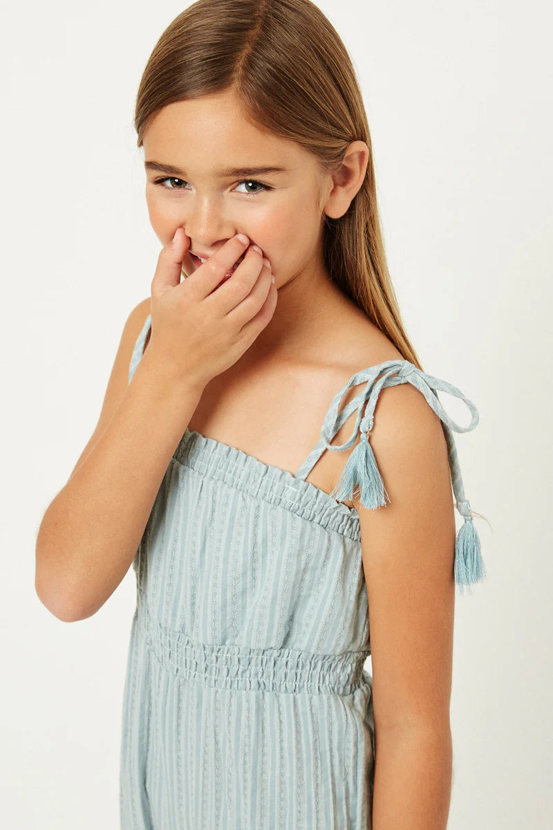 Mint Dobby Smock Waist Capri Jumper - Doodlebug's Children's Boutique