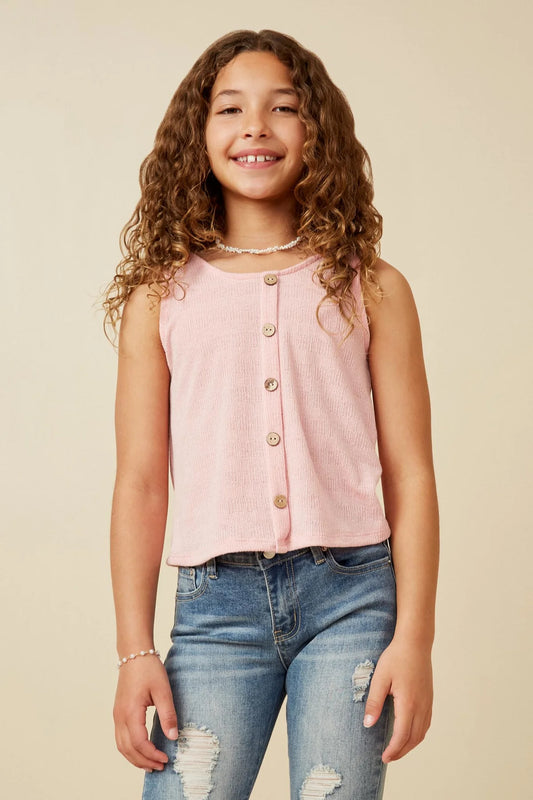 Pink Patterned Button Down Tank - Doodlebug's Children's Boutique