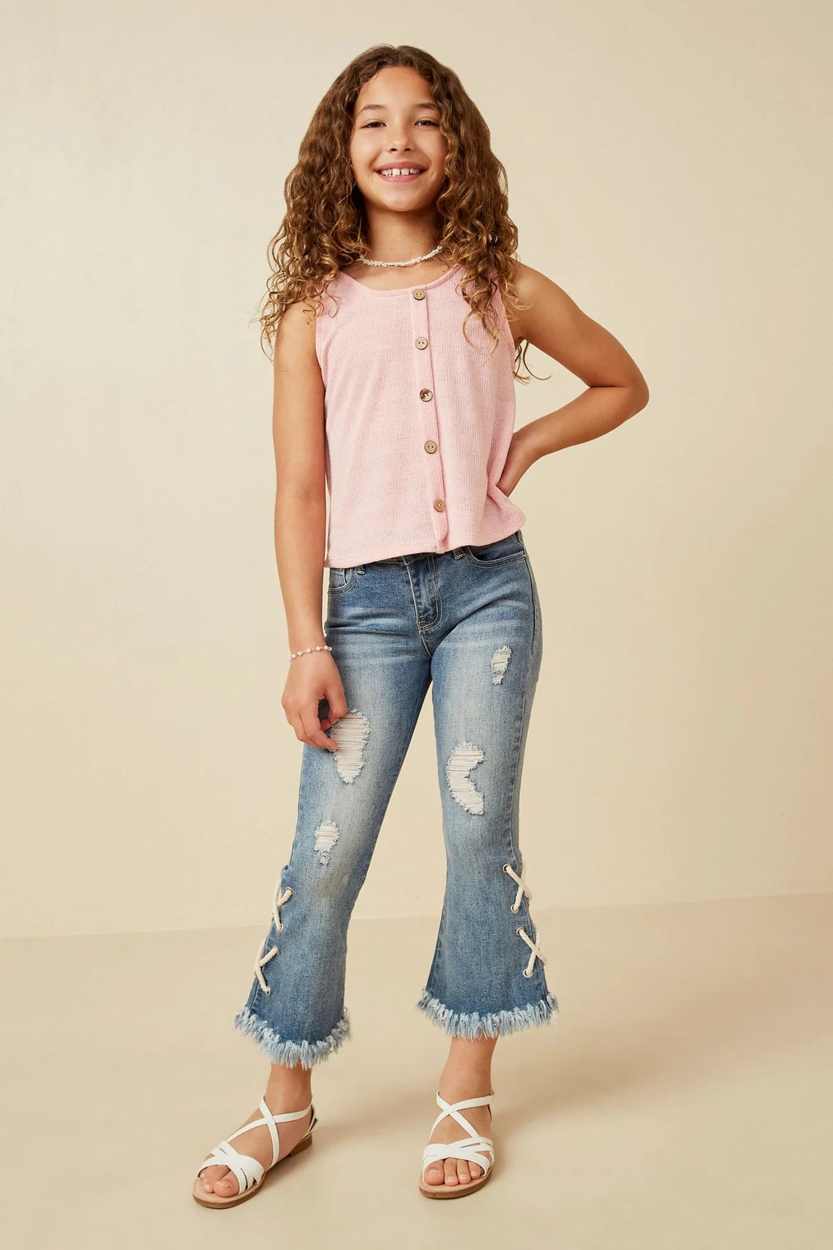 Pink Patterned Button Down Tank - Doodlebug's Children's Boutique