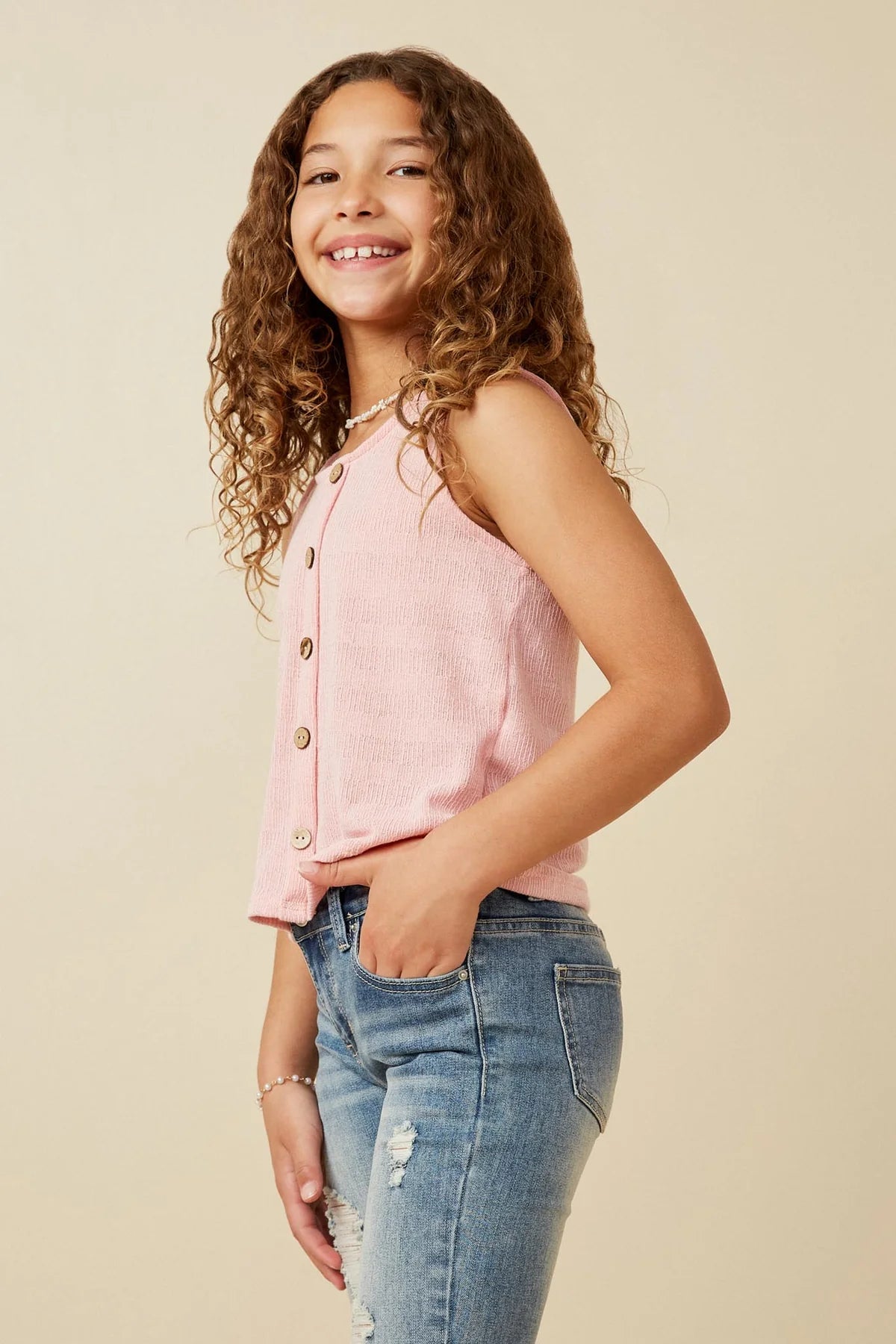 Pink Patterned Button Down Tank - Doodlebug's Children's Boutique