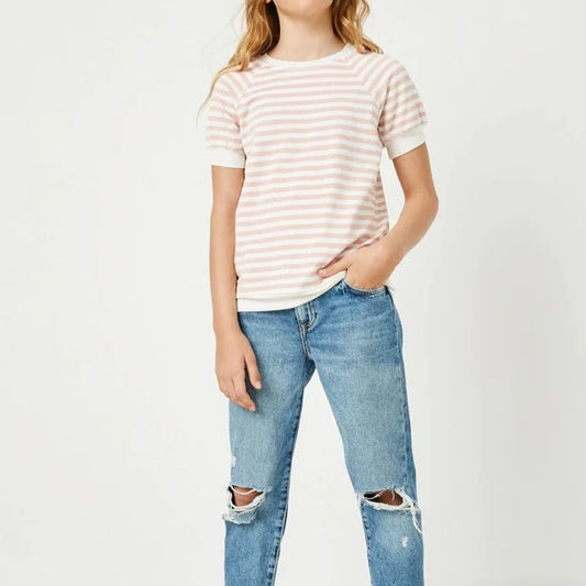 Pink Banded Knit Stripe Raglan Tee  - Doodlebug's Children's Boutique