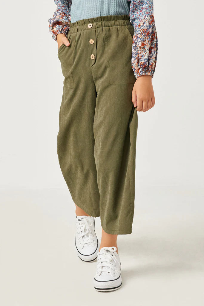 Olive Brushed Wide Leg Pants  - Doodlebug's Children's Boutique