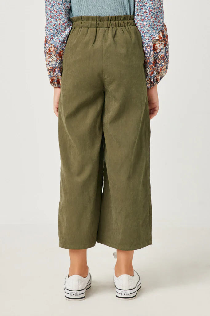 Olive Brushed Wide Leg Pants  - Doodlebug's Children's Boutique