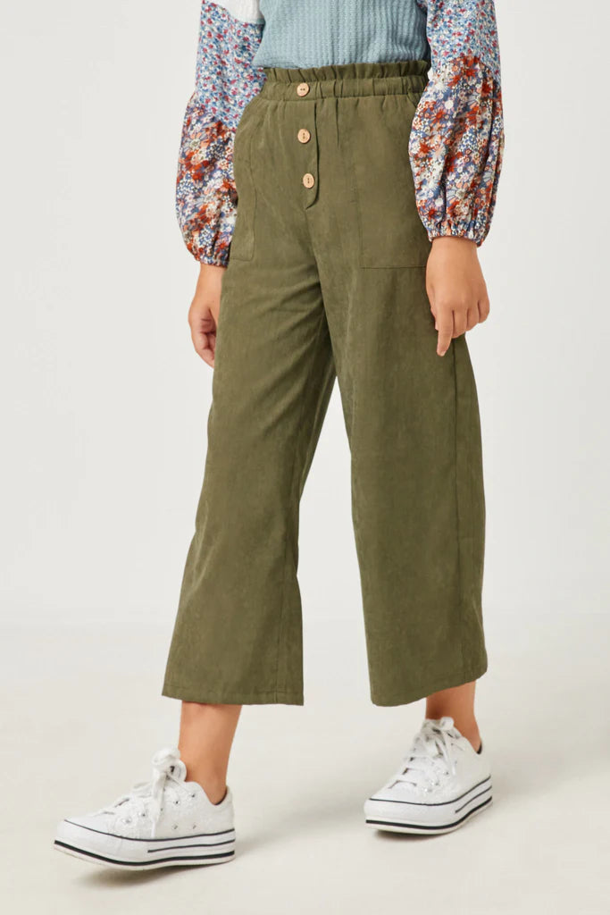 Olive Brushed Wide Leg Pants  - Doodlebug's Children's Boutique