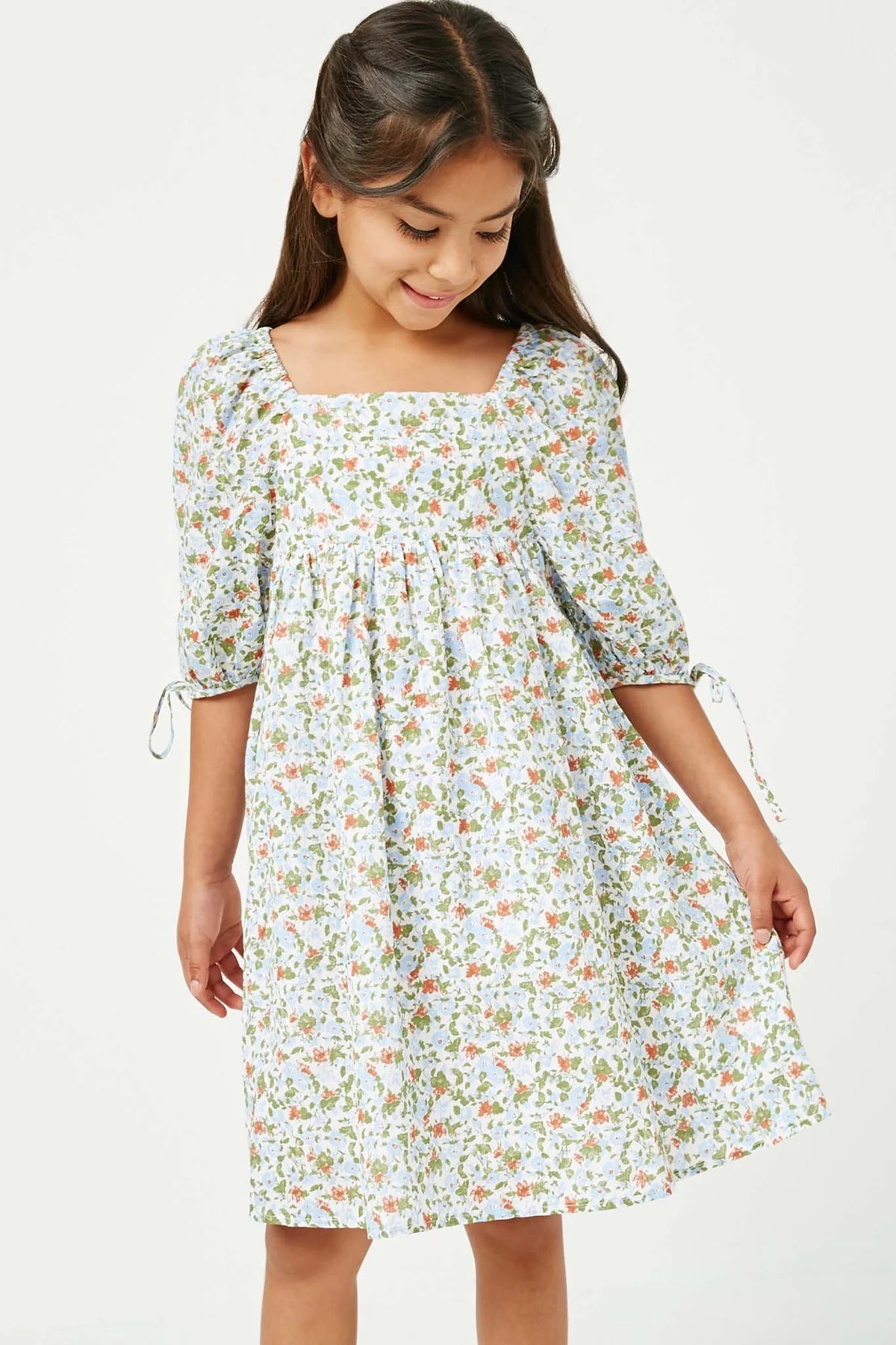 Floral Tie-Sleeve Dress - Doodlebug's Children's Boutique
