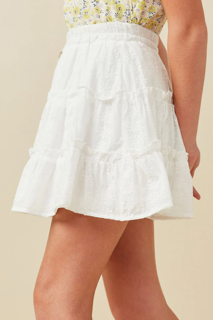 Off White Embroidered Skirt - Doodlebug's Children's Boutique