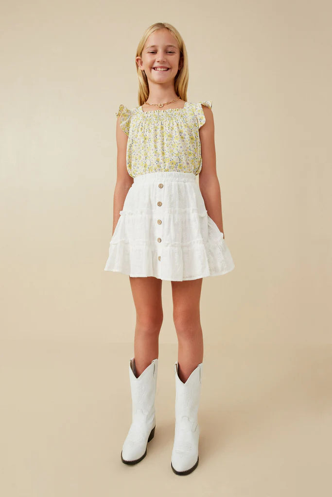 Off White Embroidered Skirt - Doodlebug's Children's Boutique