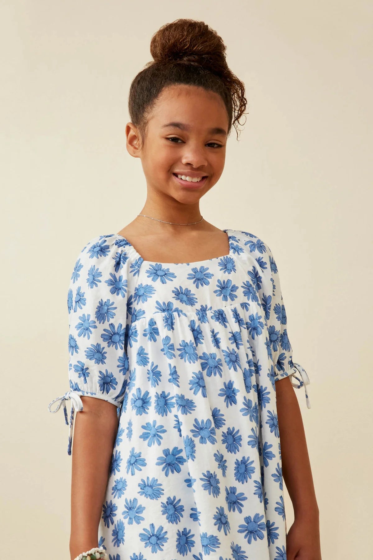 Blue Floral Tie-Sleeve Dress - Doodlebug's Children's Boutique