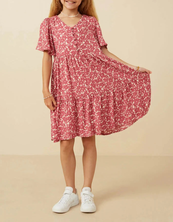 Ditsy Floral V-Neck Dress  - Doodlebug's Children's Boutique