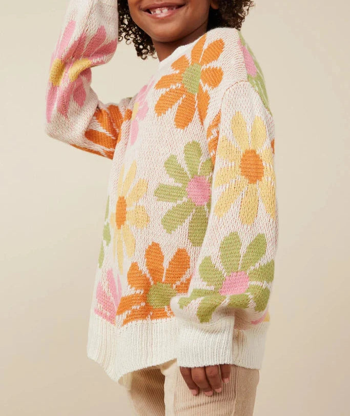 Retro Daisy Knit Sweater  - Doodlebug's Children's Boutique