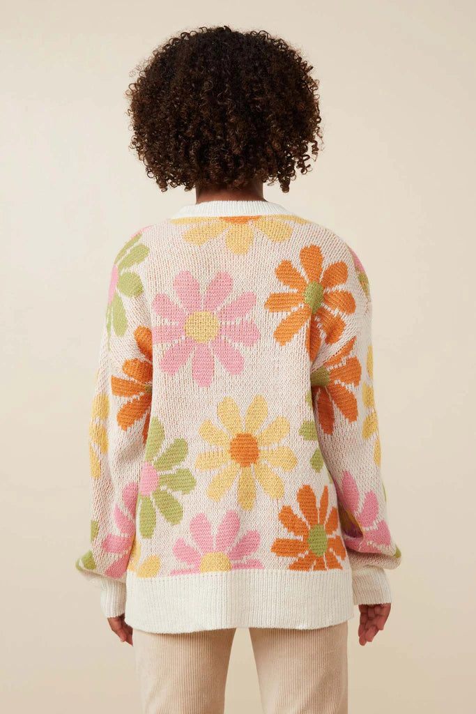 Retro Daisy Knit Sweater  - Doodlebug's Children's Boutique