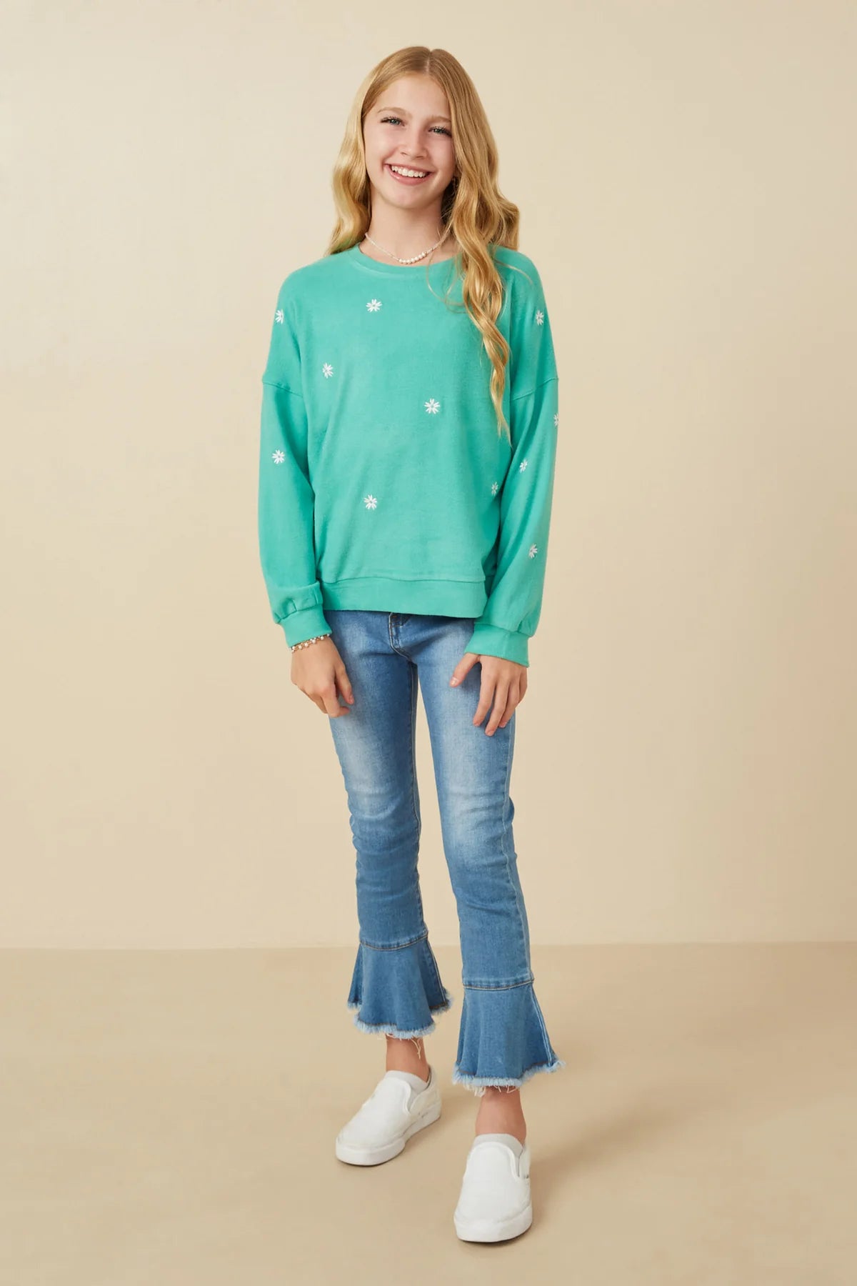 Green Brushed Floral Sweatshirt