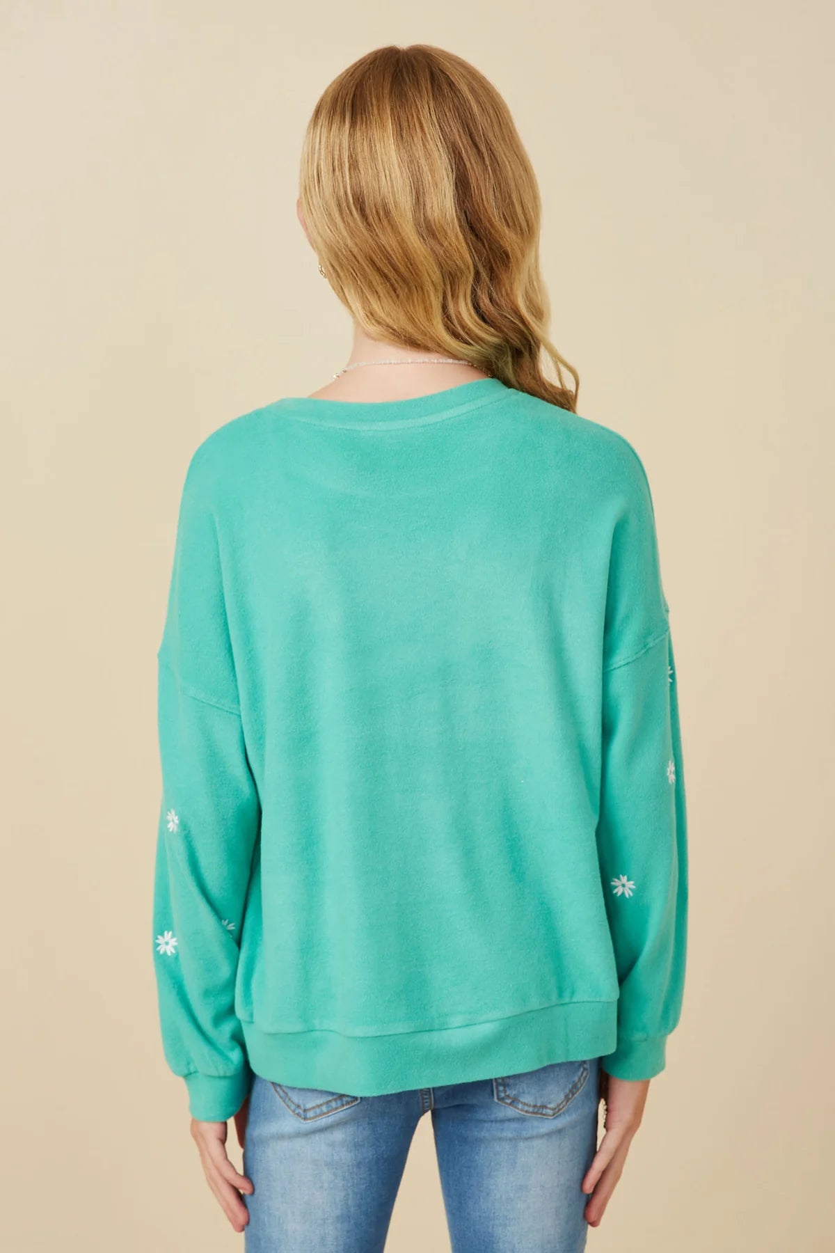 Green Brushed Floral Sweatshirt