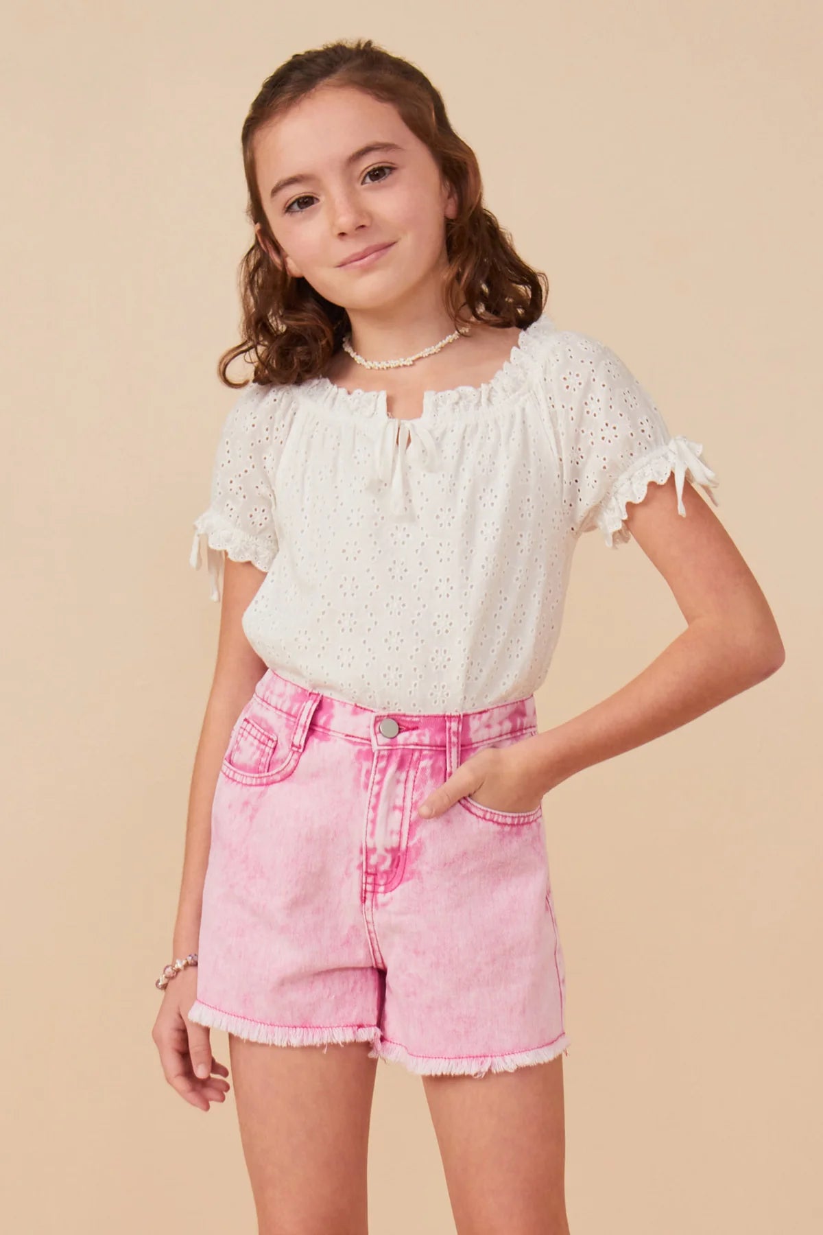Pink Washed Denim Shorts - Doodlebug's Children's Boutique
