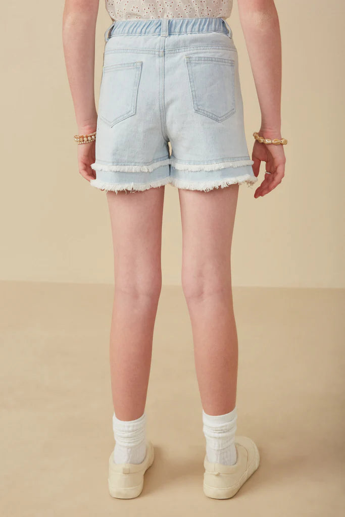 Fray Hem Light Denim Shorts - Doodlebug's Children's Boutique