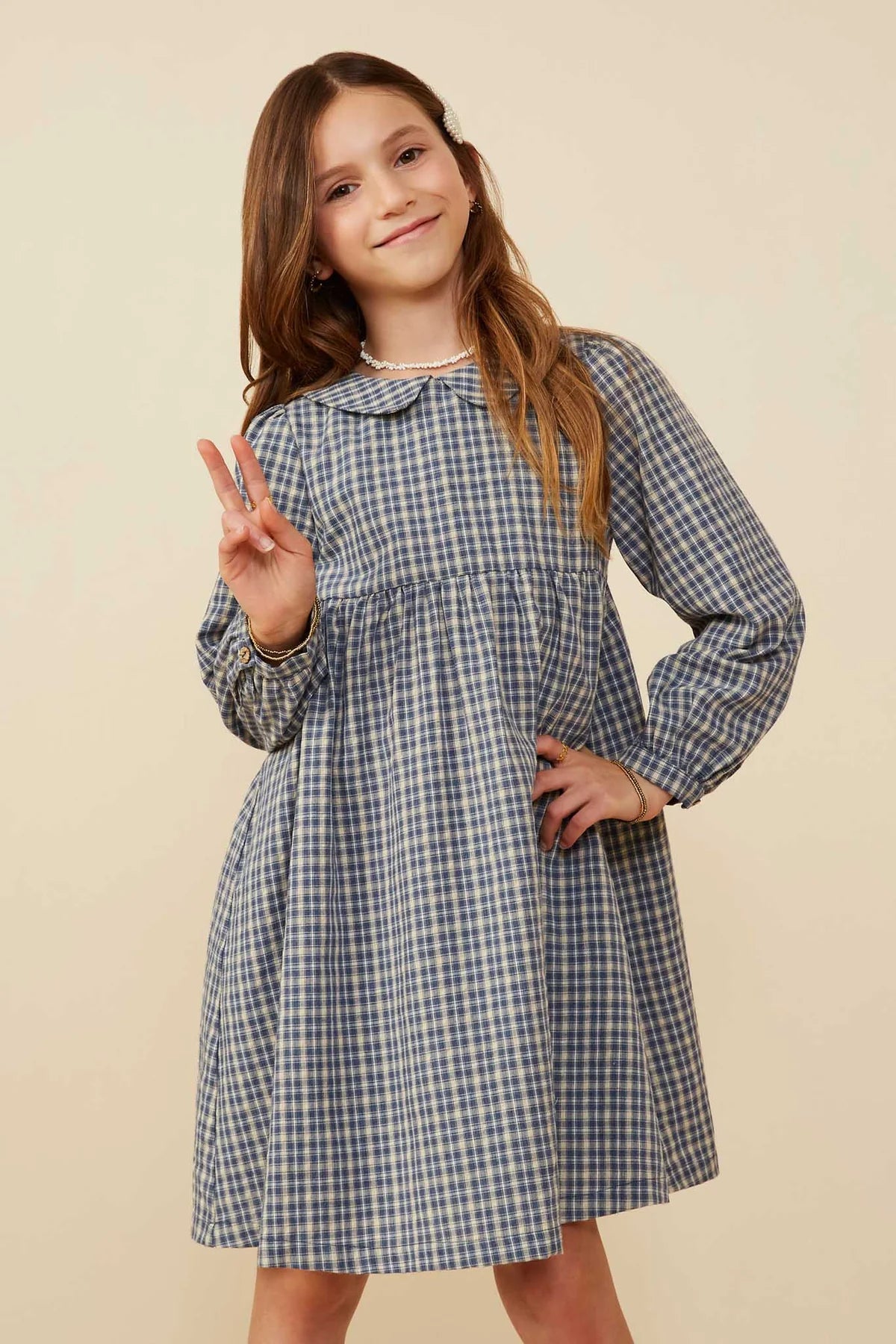 Blue Collared Plaid Dress
