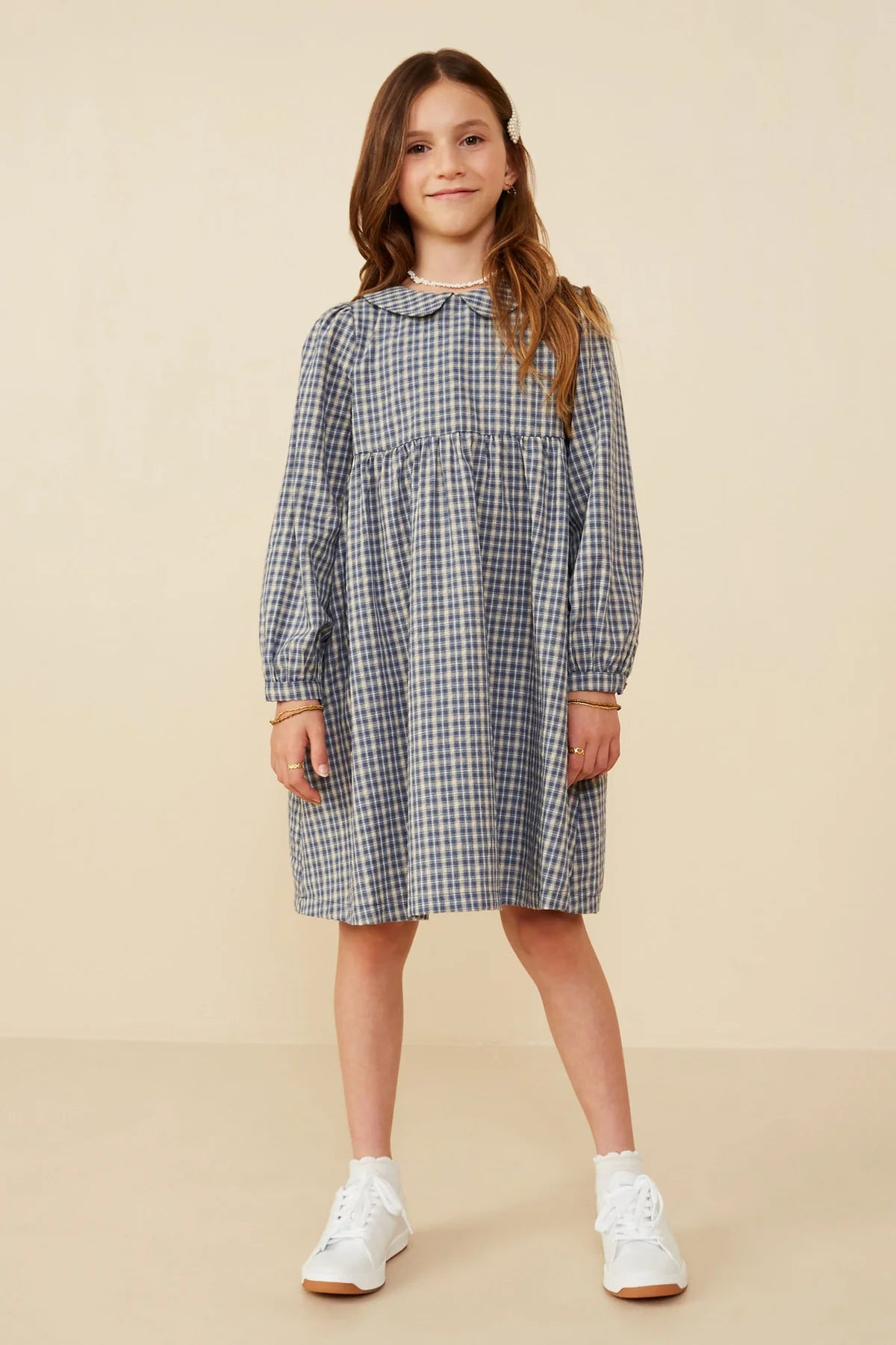 Blue Collared Plaid Dress