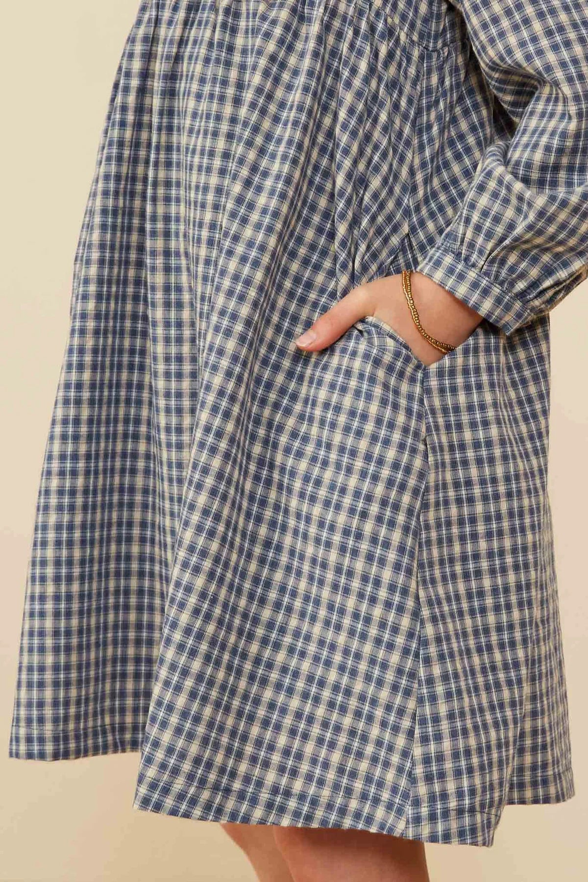 Blue Collared Plaid Dress