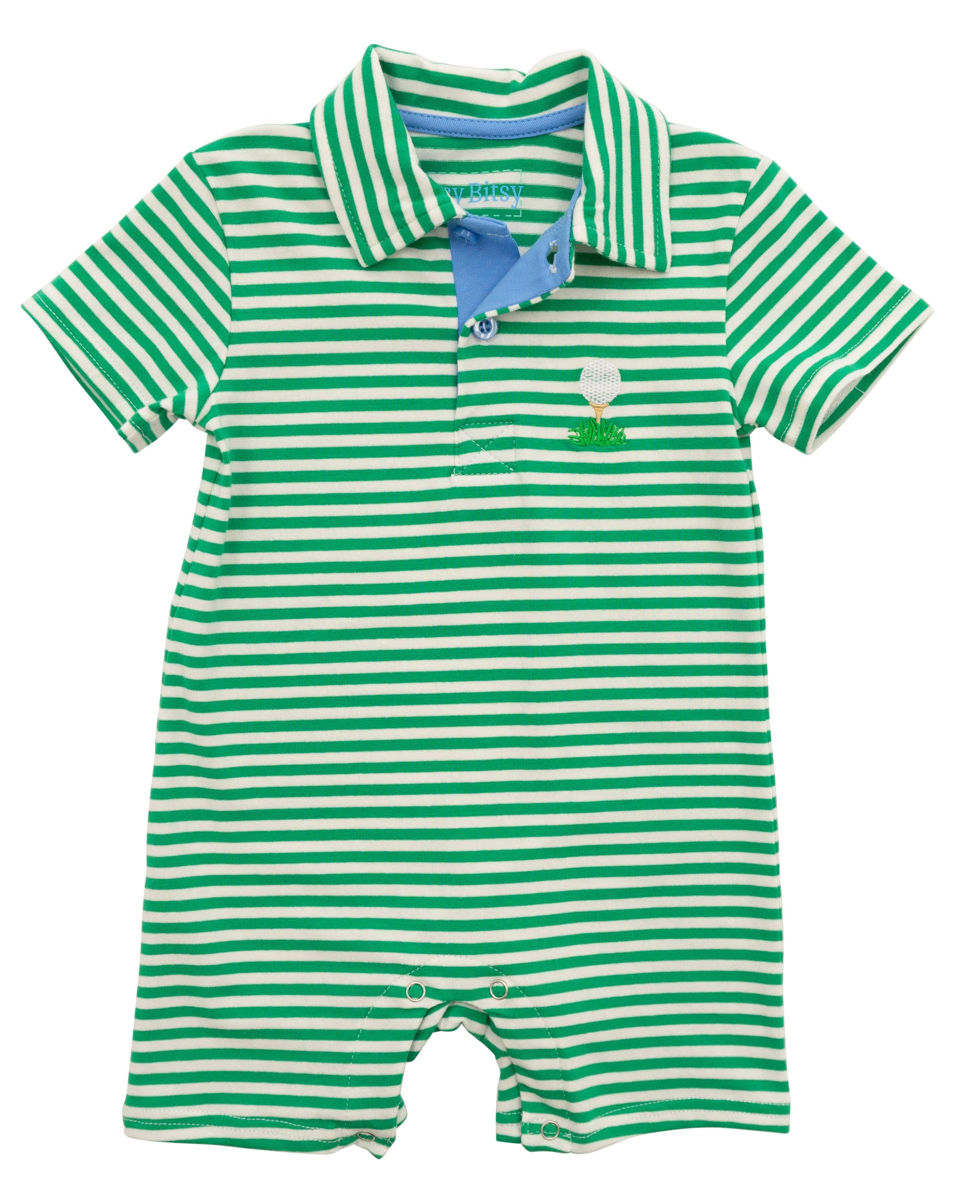 Green Stripe Golf Polo Romper - Doodlebug's Children's Boutique
