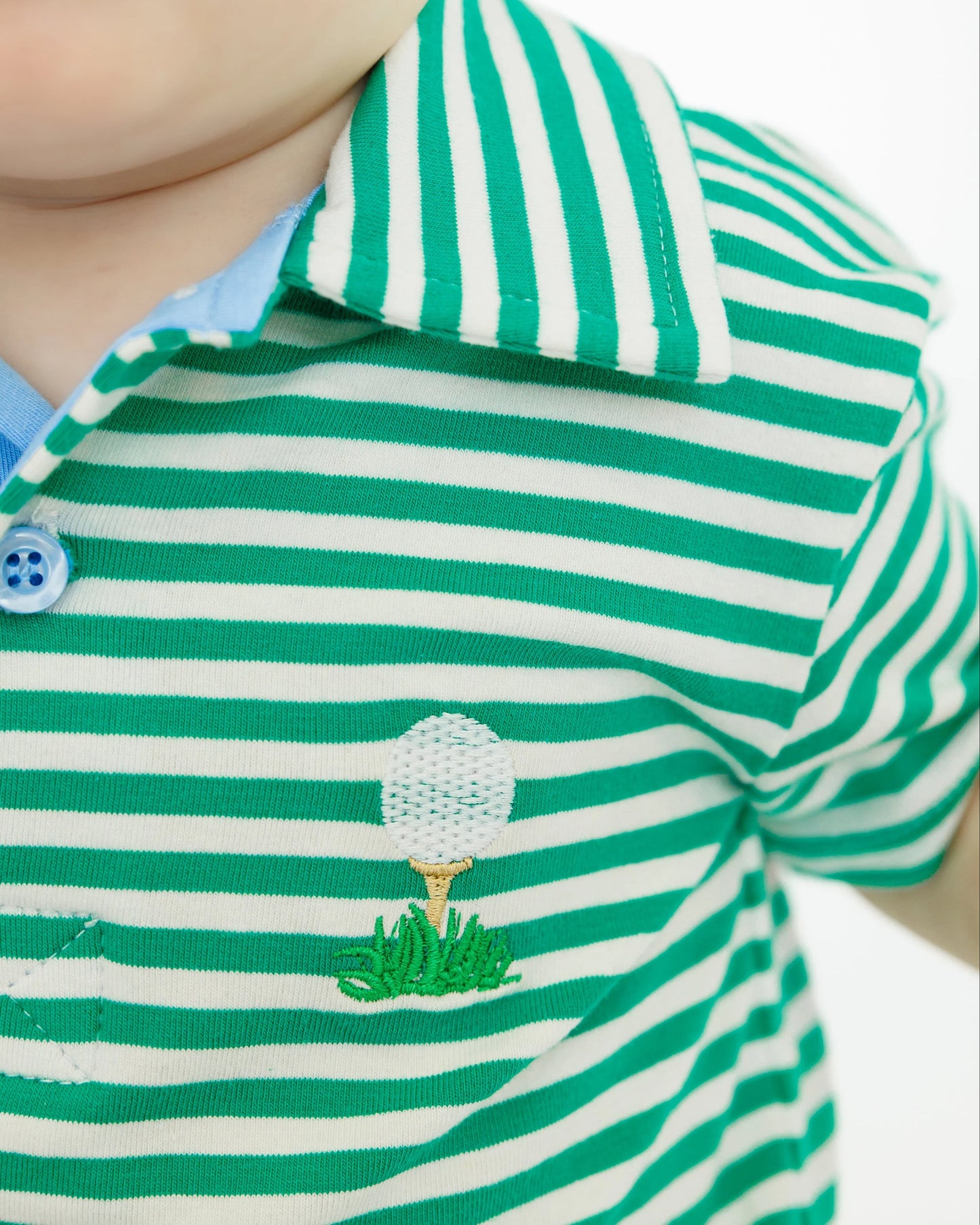 Green Stripe Golf Polo Romper - Doodlebug's Children's Boutique