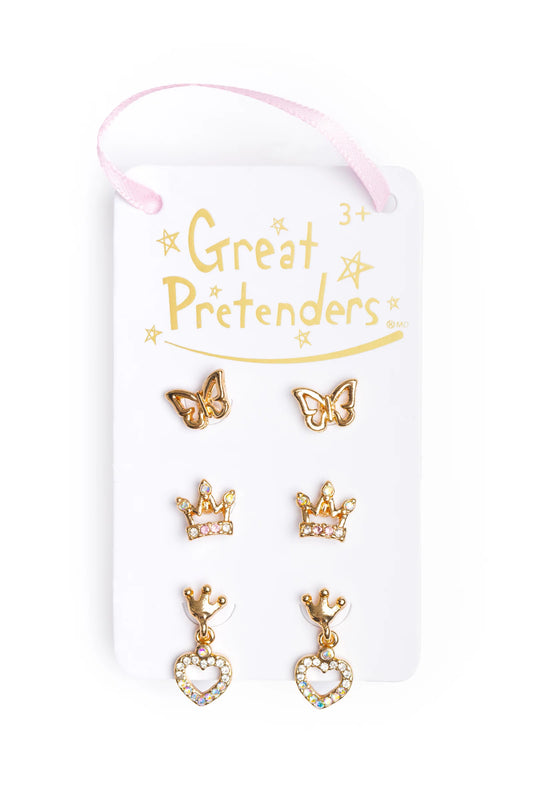 Boutique Royal Crown Studded Earrings Set  - Doodlebug's Children's Boutique