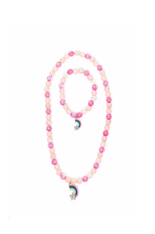 Pink Rainbow Necklace & Bracelet Set  - Doodlebug's Children's Boutique