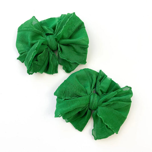 Green Ruffle Clip Set of Two  - Doodlebug's Children's Boutique