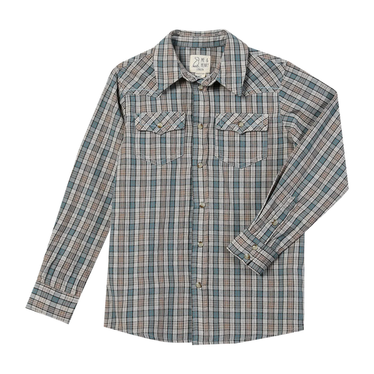 Blue & Cream Plaid Pearl Snap Shirt - Doodlebug's Children's Boutique
