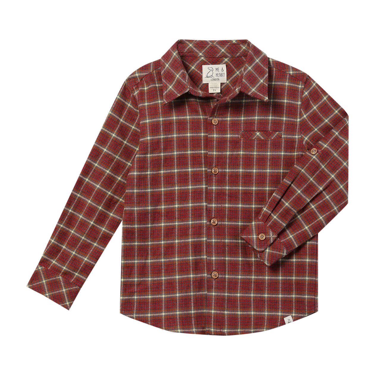Red Washed Plaid Button Up Shirt w/ FREE BOOK - Doodlebug's Children's Boutique