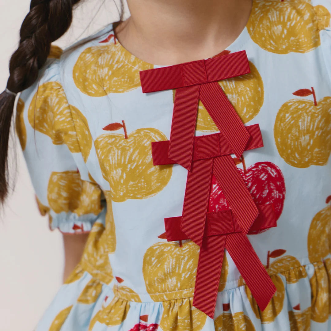 Hermoine Dress in Gold Apples - Doodlebug's Children's Boutique