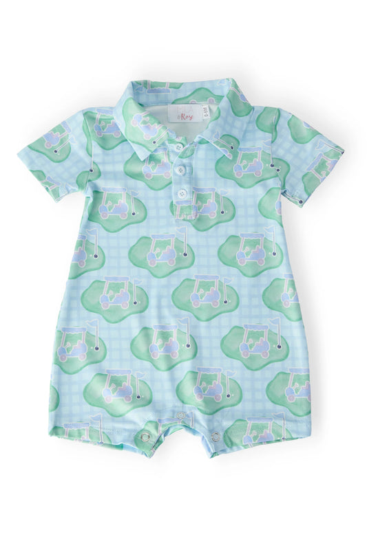 He's on the Green Polo Shorty - Doodlebug's Children's Boutique