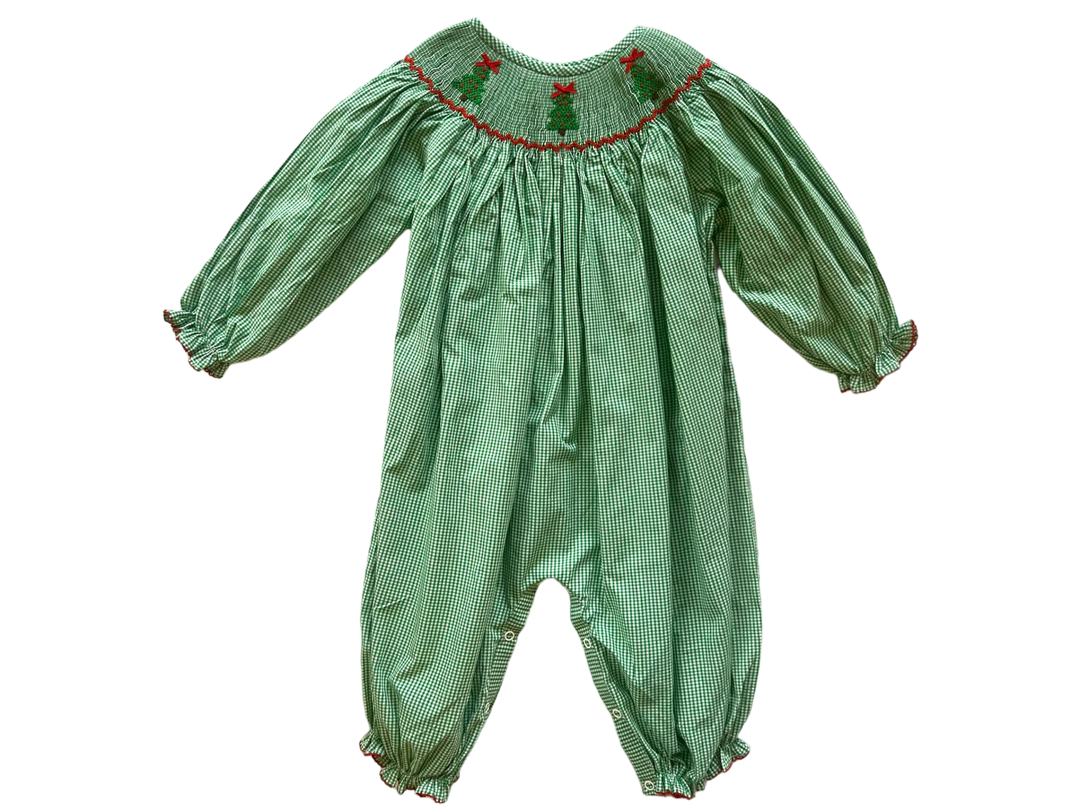 Holiday Trees Long Romper-Girl  - Doodlebug's Children's Boutique